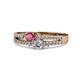 1 - Zaira Rhodolite Garnet and Diamond with Side Diamonds Split Shank Ring 