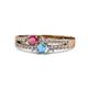 1 - Zaira Rhodolite Garnet and Blue Topaz with Side Diamonds Split Shank Ring 