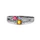 1 - Zaira Rhodolite Garnet and Citrine with Side Diamonds Split Shank Ring 