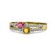 1 - Zaira Rhodolite Garnet and Citrine with Side Diamonds Split Shank Ring 