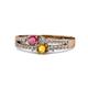 1 - Zaira Rhodolite Garnet and Citrine with Side Diamonds Split Shank Ring 