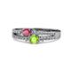 1 - Zaira Rhodolite Garnet and Peridot with Side Diamonds Split Shank Ring 