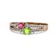 1 - Zaira Rhodolite Garnet and Peridot with Side Diamonds Split Shank Ring 