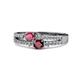 1 - Zaira Rhodolite Garnet and Ruby with Side Diamonds Split Shank Ring 