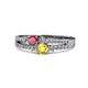 1 - Zaira Rhodolite Garnet and Yellow Sapphire with Side Diamonds Split Shank Ring 