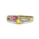 1 - Zaira Rhodolite Garnet and Yellow Sapphire with Side Diamonds Split Shank Ring 