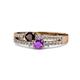 1 - Zaira Red Garnet and Amethyst with Side Diamonds Split Shank Ring 