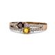 1 - Zaira Red Garnet and Citrine with Side Diamonds Split Shank Ring 