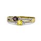 1 - Zaira Red Garnet and Yellow Sapphire with Side Diamonds Split Shank Ring 