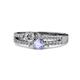1 - Zaira Diamond and Tanzanite with Side Diamonds Split Shank Ring 