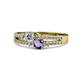 1 - Zaira Diamond and Iolite with Side Diamonds Split Shank Ring 