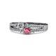 1 - Zaira Diamond and Rhodolite Garnet with Side Diamonds Split Shank Ring 