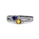 3 - Zaira Blue Sapphire and Citrine with Side Diamonds Split Shank Ring 
