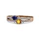 3 - Zaira Blue Sapphire and Citrine with Side Diamonds Split Shank Ring 