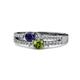 3 - Zaira Blue Sapphire and Peridot with Side Diamonds Split Shank Ring 