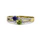 3 - Zaira Blue Sapphire and Peridot with Side Diamonds Split Shank Ring 