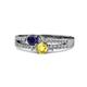 3 - Zaira Blue and Yellow Sapphire with Side Diamonds Split Shank Ring 