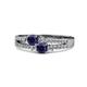 3 - Zaira Blue Sapphire with Side Diamonds Split Shank Ring 