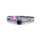 3 - Zaira Pink and Blue Sapphire with Side Diamonds Split Shank Ring 