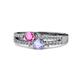 3 - Zaira Pink Sapphire and Tanzanite with Side Diamonds Split Shank Ring 