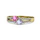 3 - Zaira Pink Sapphire and Tanzanite with Side Diamonds Split Shank Ring 