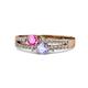 3 - Zaira Pink Sapphire and Tanzanite with Side Diamonds Split Shank Ring 