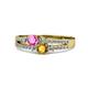 3 - Zaira Pink Sapphire and Citrine with Side Diamonds Split Shank Ring 