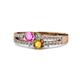 3 - Zaira Pink Sapphire and Citrine with Side Diamonds Split Shank Ring 