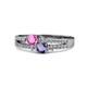 3 - Zaira Pink Sapphire and Iolite with Side Diamonds Split Shank Ring 