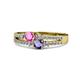 3 - Zaira Pink Sapphire and Iolite with Side Diamonds Split Shank Ring 
