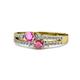 3 - Zaira Pink Sapphire and Rhodolite Garnet with Side Diamonds Split Shank Ring 