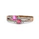 3 - Zaira Pink Sapphire and Rhodolite Garnet with Side Diamonds Split Shank Ring 