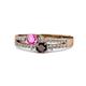 3 - Zaira Pink Sapphire and Red Garnet with Side Diamonds Split Shank Ring 