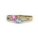 3 - Zaira Pink Sapphire and Aquamarine with Side Diamonds Split Shank Ring 
