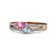 3 - Zaira Pink Sapphire and Aquamarine with Side Diamonds Split Shank Ring 