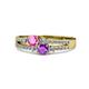 3 - Zaira Pink Sapphire and Amethyst with Side Diamonds Split Shank Ring 
