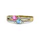 3 - Zaira Pink Sapphire and Blue Topaz with Side Diamonds Split Shank Ring 