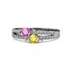 3 - Zaira Pink and Yellow Sapphire with Side Diamonds Split Shank Ring 