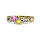 3 - Zaira Pink and Yellow Sapphire with Side Diamonds Split Shank Ring 