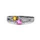 3 - Zaira Citrine and Pink Sapphire with Side Diamonds Split Shank Ring 