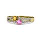 3 - Zaira Citrine and Pink Sapphire with Side Diamonds Split Shank Ring 