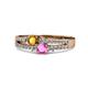 3 - Zaira Citrine and Pink Sapphire with Side Diamonds Split Shank Ring 