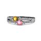 3 - Zaira Citrine and Pink Tourmaline with Side Diamonds Split Shank Ring 