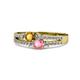 3 - Zaira Citrine and Pink Tourmaline with Side Diamonds Split Shank Ring 