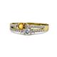 3 - Zaira Citrine and Diamond with Side Diamonds Split Shank Ring 