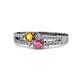 3 - Zaira Citrine and Rhodolite Garnet with Side Diamonds Split Shank Ring 