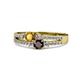 3 - Zaira Citrine and Red Garnet with Side Diamonds Split Shank Ring 
