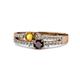 3 - Zaira Citrine and Red Garnet with Side Diamonds Split Shank Ring 