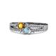 3 - Zaira Citrine and Aquamarine with Side Diamonds Split Shank Ring 