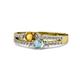 3 - Zaira Citrine and Aquamarine with Side Diamonds Split Shank Ring 